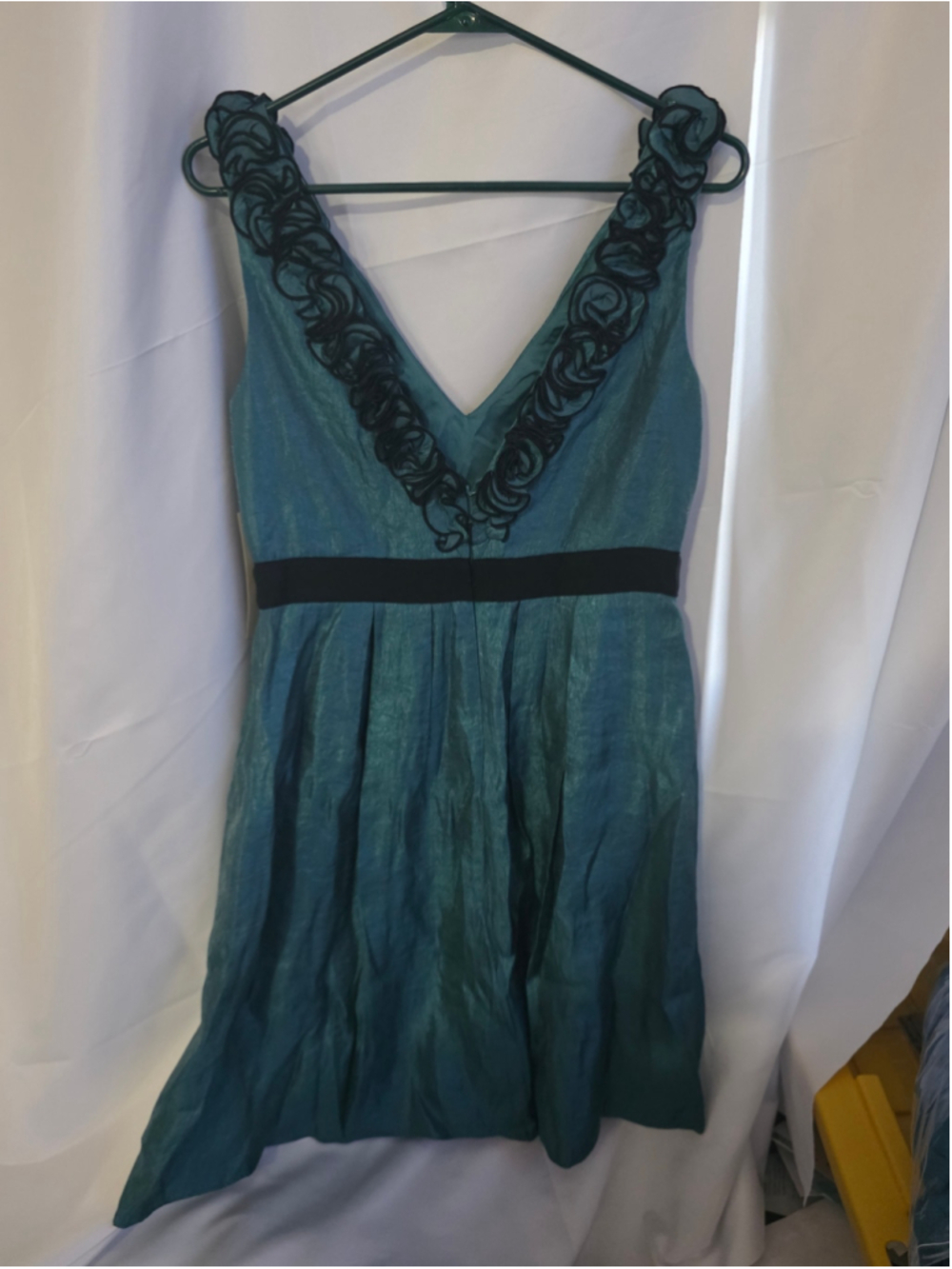 Women's Adrianna Papell Teal & Black Sleeveless Dress Size 10 floral formal y2k - Picture 6 of 6